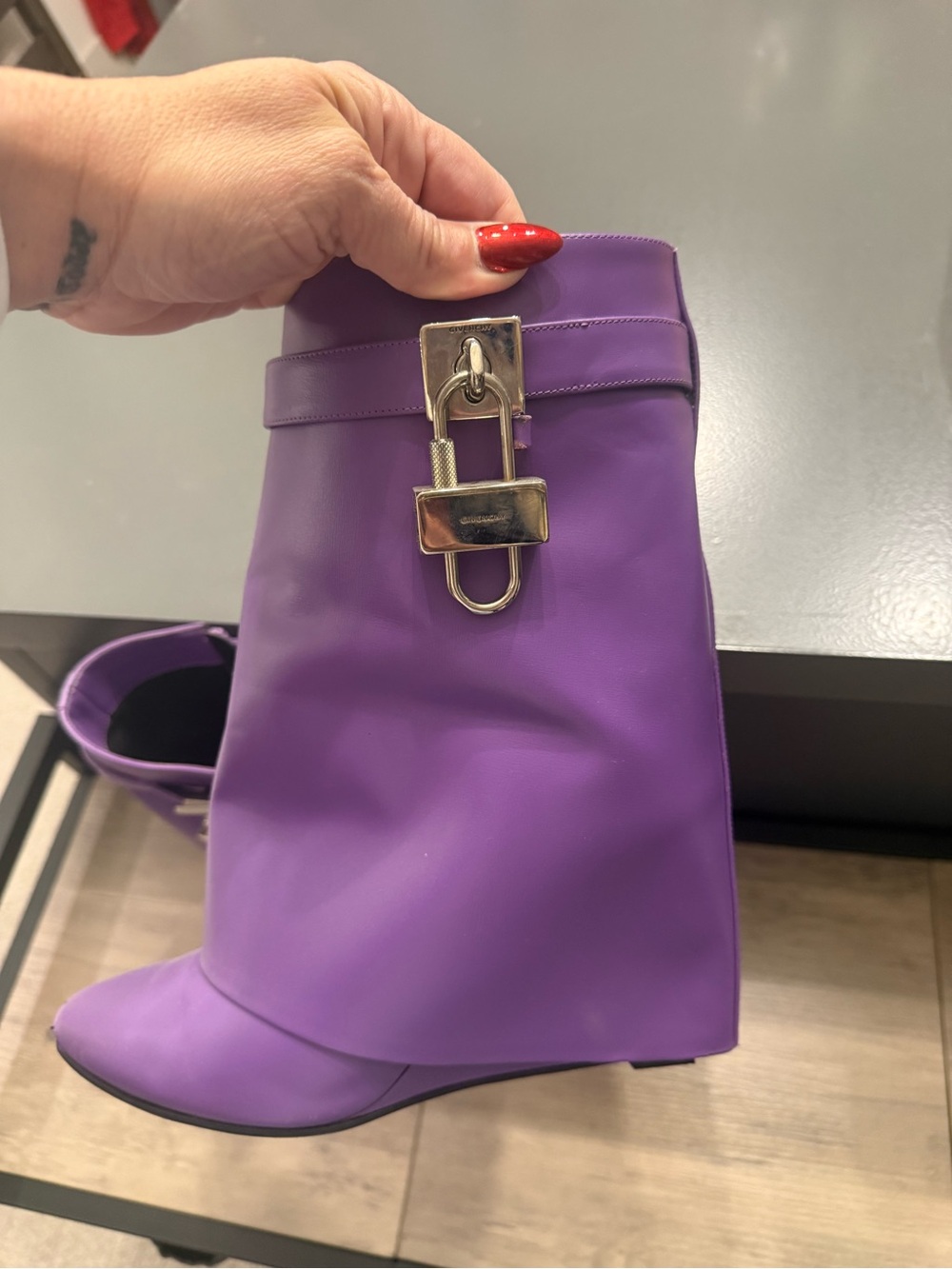 Givenchy Purple Leather shark boots